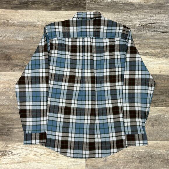 NWT Eddie Bauer Eddies Field Flannel Blue Green‎ Plaid Mens M Button Up Shirt - Picture 3 of 11